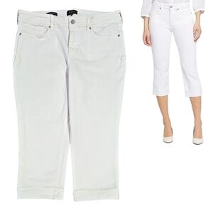 NYDJ Marilyn Straight Optic White Crop Jeans Rolled Cuffs Lift Tuck Vacation